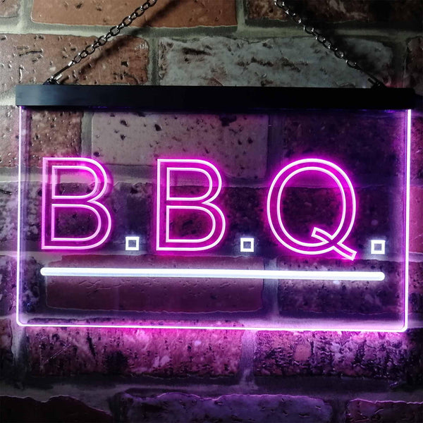 ADVPRO B.B.Q. Barbecue Display Illuminated Dual Color LED Neon Sign st6-i0566 - White & Purple