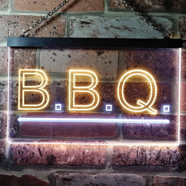 ADVPRO B.B.Q. Barbecue Display Illuminated Dual Color LED Neon Sign st6-i0566 - White & Yellow