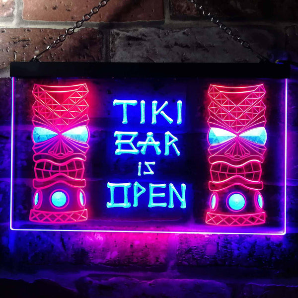 ADVPRO Tiki Bar is Open Mask Illuminated Dual Color LED Neon Sign st6-i0573 - Blue & Red