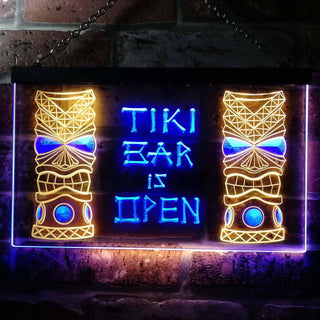 ADVPRO Tiki Bar is Open Mask Illuminated Dual Color LED Neon Sign st6-i0573 - Blue & Yellow