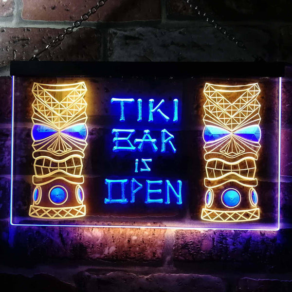 ADVPRO Tiki Bar is Open Mask Illuminated Dual Color LED Neon Sign st6-i0573 - Blue & Yellow