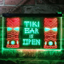 ADVPRO Tiki Bar is Open Mask Illuminated Dual Color LED Neon Sign st6-i0573 - Green & Red