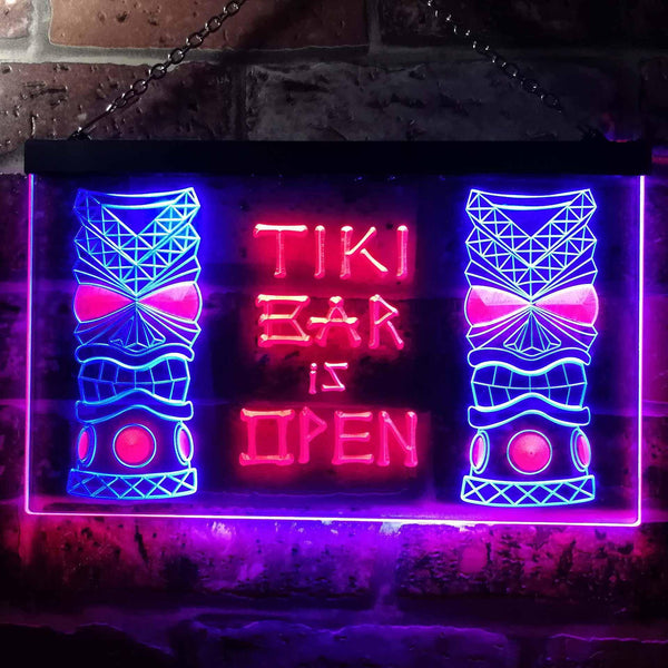 ADVPRO Tiki Bar is Open Mask Illuminated Dual Color LED Neon Sign st6-i0573 - Red & Blue