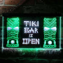 ADVPRO Tiki Bar is Open Mask Illuminated Dual Color LED Neon Sign st6-i0573 - White & Green
