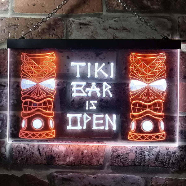 ADVPRO Tiki Bar is Open Mask Illuminated Dual Color LED Neon Sign st6-i0573 - White & Orange