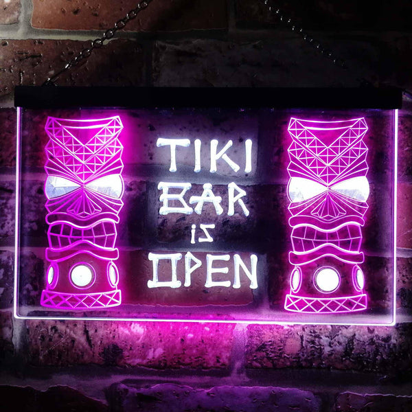 ADVPRO Tiki Bar is Open Mask Illuminated Dual Color LED Neon Sign st6-i0573 - White & Purple