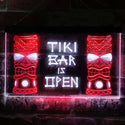 ADVPRO Tiki Bar is Open Mask Illuminated Dual Color LED Neon Sign st6-i0573 - White & Red
