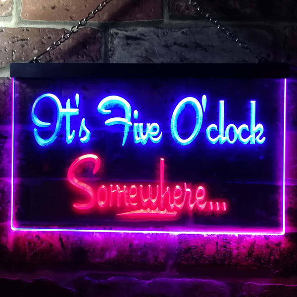 ADVPRO It's Five O'clock Somewhere Bar Illuminated Dual Color LED Neon Sign st6-i0574 - Red & Blue