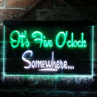 ADVPRO It's Five O'clock Somewhere Bar Illuminated Dual Color LED Neon Sign st6-i0574 - White & Green