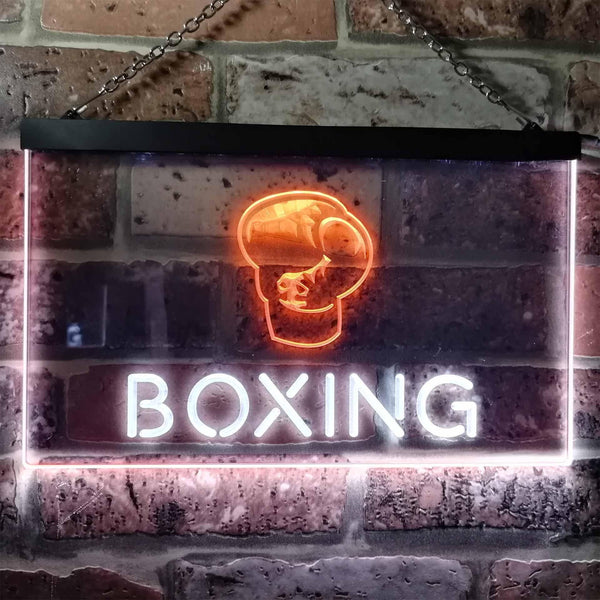 ADVPRO Boxing Game Man Cave Garage Dual Color LED Neon Sign st6-i0579 - White & Orange