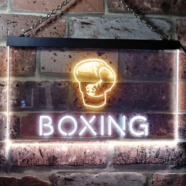 ADVPRO Boxing Game Man Cave Garage Dual Color LED Neon Sign st6-i0579 - White & Yellow