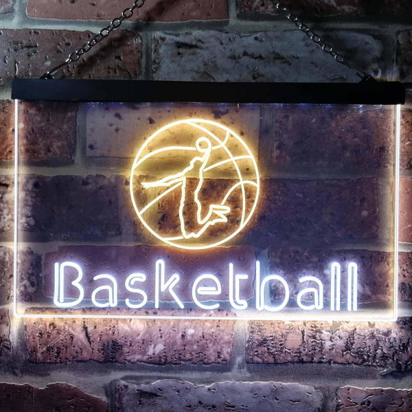 ADVPRO Basketball Club Bedroom Dual Color LED Neon Sign st6-i0581 - White & Yellow