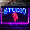 ADVPRO Studio On Air Microphone Illuminated Dual Color LED Neon Sign st6-i0587 - Blue & Red