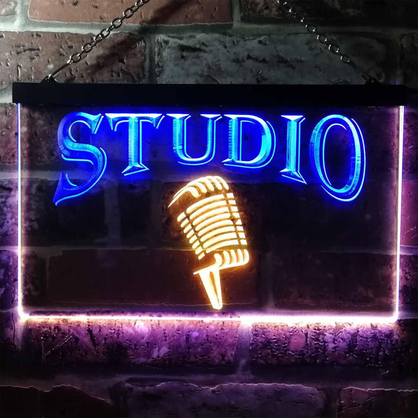 ADVPRO Studio On Air Microphone Illuminated Dual Color LED Neon Sign st6-i0587 - Blue & Yellow
