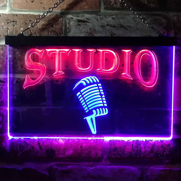 ADVPRO Studio On Air Microphone Illuminated Dual Color LED Neon Sign st6-i0587 - Red & Blue