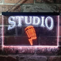 ADVPRO Studio On Air Microphone Illuminated Dual Color LED Neon Sign st6-i0587 - White & Orange