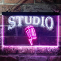 ADVPRO Studio On Air Microphone Illuminated Dual Color LED Neon Sign st6-i0587 - White & Purple