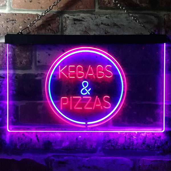 ADVPRO Kebabs and Pizzas Illuminated Dual Color LED Neon Sign st6-i0588 - Blue & Red