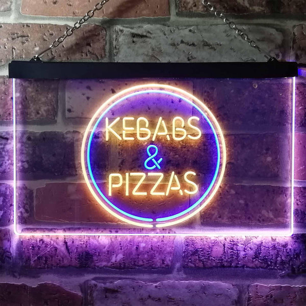 ADVPRO Kebabs and Pizzas Illuminated Dual Color LED Neon Sign st6-i0588 - Blue & Yellow
