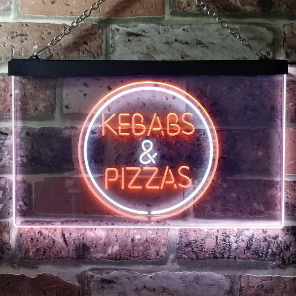 ADVPRO Kebabs and Pizzas Illuminated Dual Color LED Neon Sign st6-i0588 - White & Orange