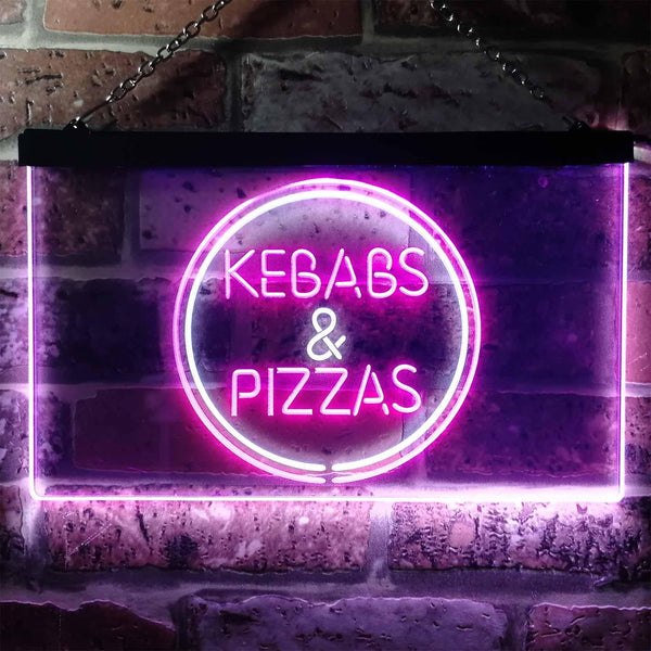 ADVPRO Kebabs and Pizzas Illuminated Dual Color LED Neon Sign st6-i0588 - White & Purple