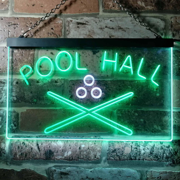ADVPRO Pool Hall Snooker Room Illuminated Dual Color LED Neon Sign st6-i0589 - White & Green