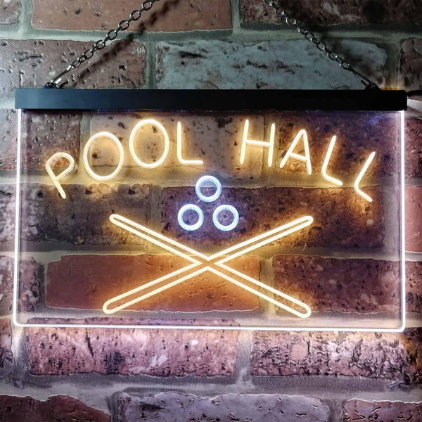 ADVPRO Pool Hall Snooker Room Illuminated Dual Color LED Neon Sign st6-i0589 - White & Yellow