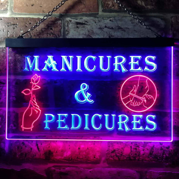 ADVPRO Manicures and Pedicures Illuminated Dual Color LED Neon Sign st6-i0592 - Red & Blue