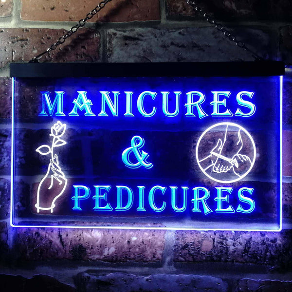 ADVPRO Manicures and Pedicures Illuminated Dual Color LED Neon Sign st6-i0592 - White & Blue