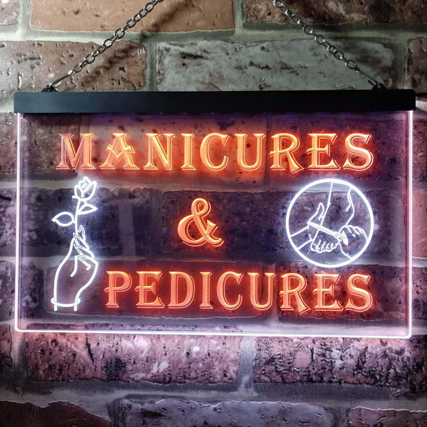 ADVPRO Manicures and Pedicures Illuminated Dual Color LED Neon Sign st6-i0592 - White & Orange