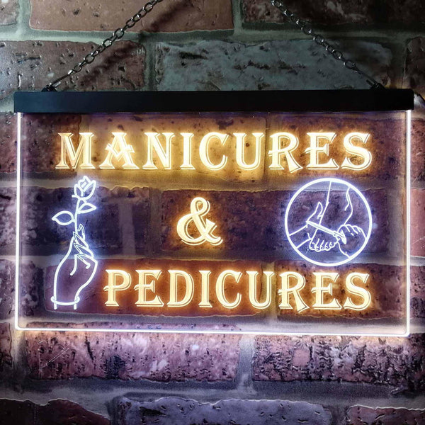 ADVPRO Manicures and Pedicures Illuminated Dual Color LED Neon Sign st6-i0592 - White & Yellow