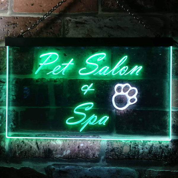 ADVPRO Pet Salon and Spa Illuminated Dual Color LED Neon Sign st6-i0593 - White & Green