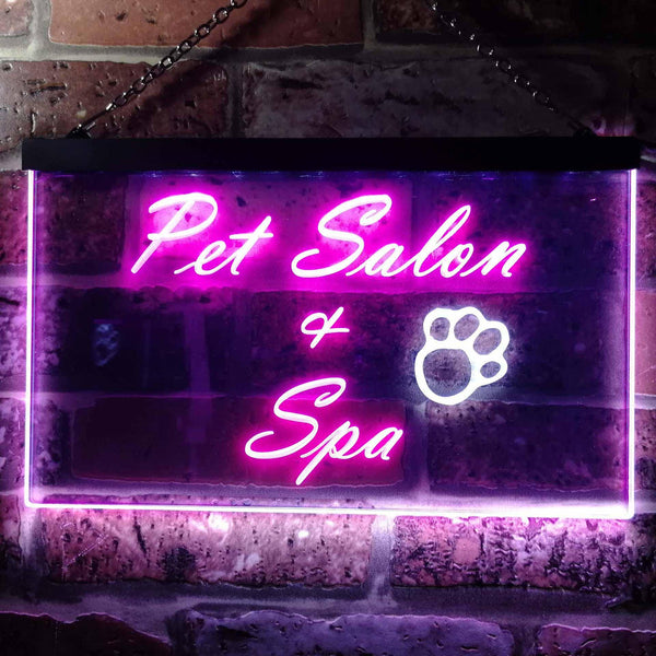 ADVPRO Pet Salon and Spa Illuminated Dual Color LED Neon Sign st6-i0593 - White & Purple