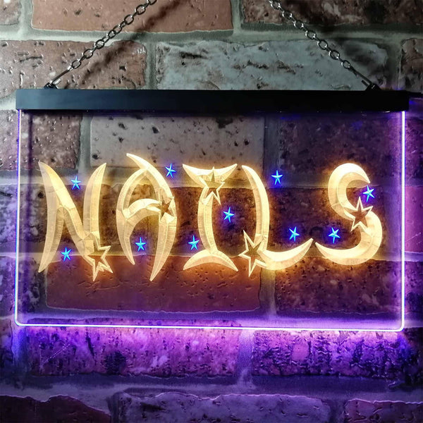 ADVPRO Nails Stars Beauty Salon Illuminated Dual Color LED Neon Sign st6-i0596 - Blue & Yellow