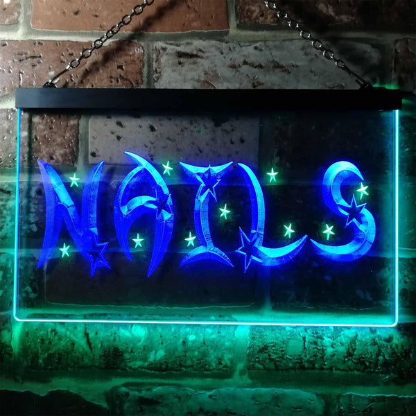 ADVPRO Nails Stars Beauty Salon Illuminated Dual Color LED Neon Sign st6-i0596 - Green & Blue