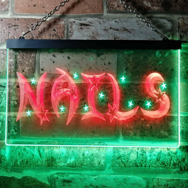 ADVPRO Nails Stars Beauty Salon Illuminated Dual Color LED Neon Sign st6-i0596 - Green & Red