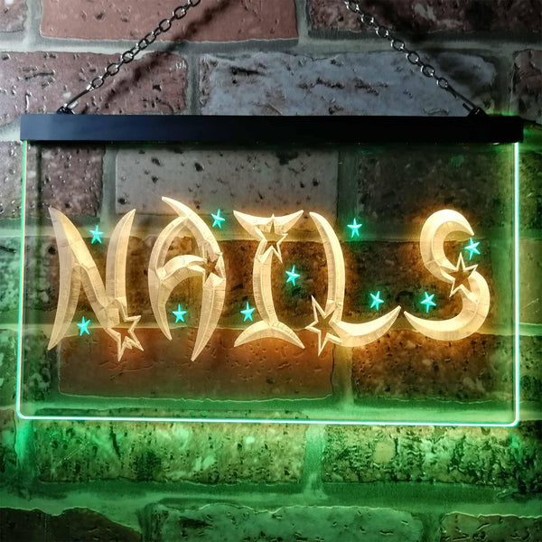 ADVPRO Nails Stars Beauty Salon Illuminated Dual Color LED Neon Sign st6-i0596 - Green & Yellow