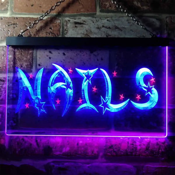 ADVPRO Nails Stars Beauty Salon Illuminated Dual Color LED Neon Sign st6-i0596 - Red & Blue