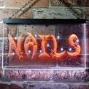 ADVPRO Nails Stars Beauty Salon Illuminated Dual Color LED Neon Sign st6-i0596 - White & Orange