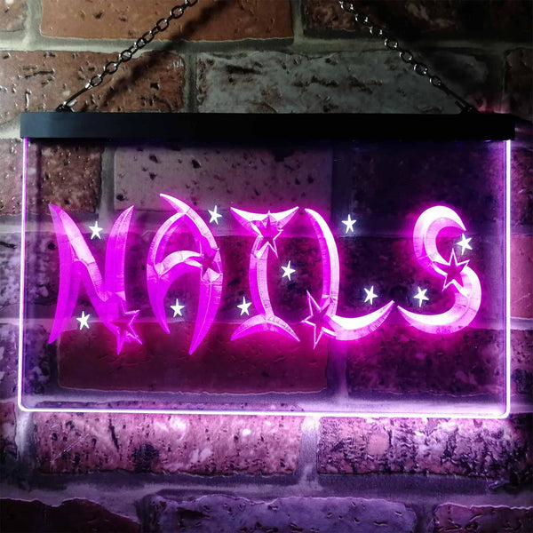 ADVPRO Nails Stars Beauty Salon Illuminated Dual Color LED Neon Sign st6-i0596 - White & Purple