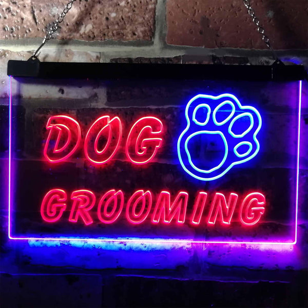 ADVPRO Dog Grooming Paw Print Shop Dual Color LED Neon Sign st6-i0597 - Blue & Red