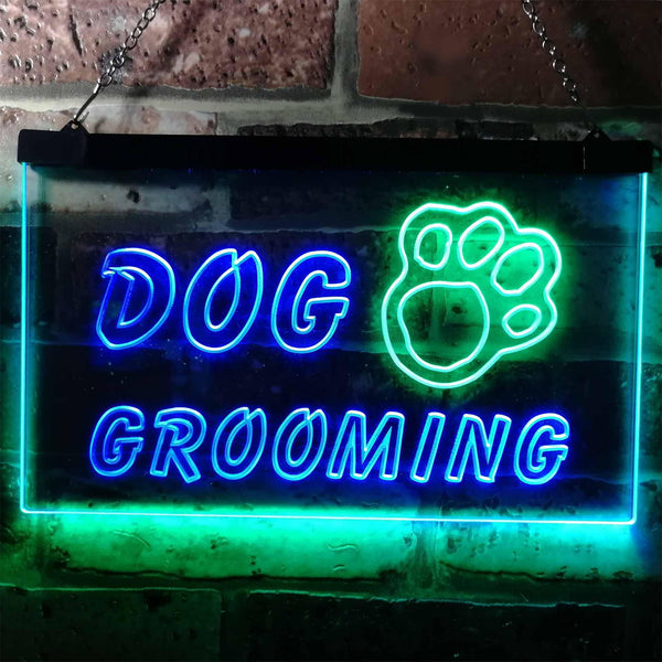 ADVPRO Dog Grooming Paw Print Shop Dual Color LED Neon Sign st6-i0597 - Green & Blue