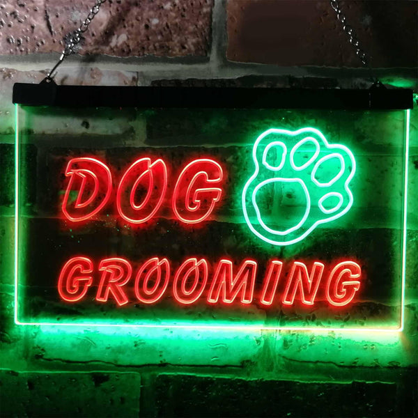 ADVPRO Dog Grooming Paw Print Shop Dual Color LED Neon Sign st6-i0597 - Green & Red
