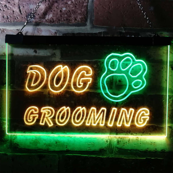 ADVPRO Dog Grooming Paw Print Shop Dual Color LED Neon Sign st6-i0597 - Green & Yellow