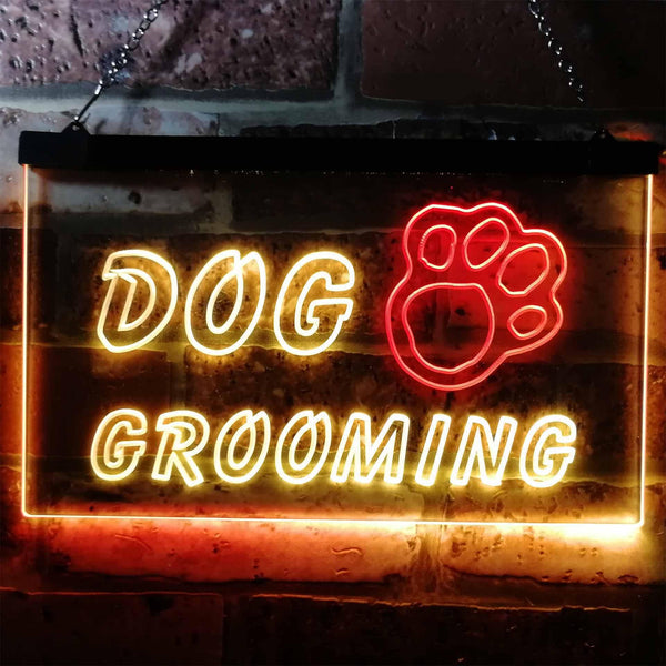 ADVPRO Dog Grooming Paw Print Shop Dual Color LED Neon Sign st6-i0597 - Red & Yellow