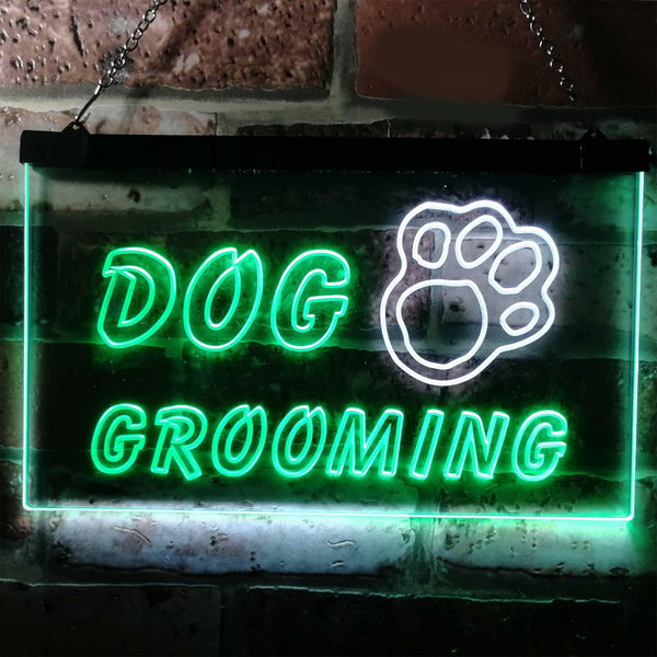 ADVPRO Dog Grooming Paw Print Shop Dual Color LED Neon Sign st6-i0597 - White & Green