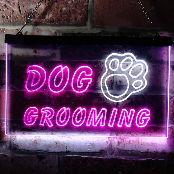 ADVPRO Dog Grooming Paw Print Shop Dual Color LED Neon Sign st6-i0597 - White & Purple
