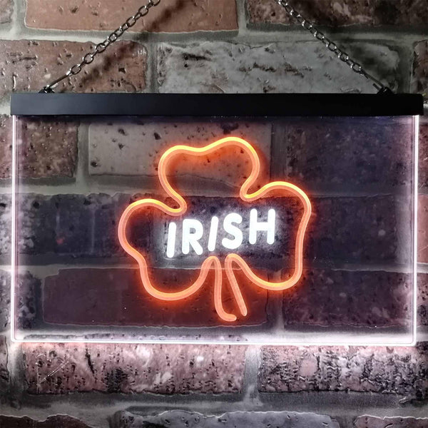 ADVPRO Irish Pub Shamrock Bar Club Display Dual Color LED Neon Sign st6-i0599 - White & Orange