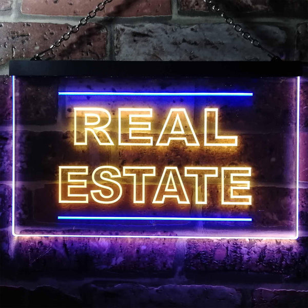 ADVPRO Real Estate Illuminated Dual Color LED Neon Sign st6-i0610 - Blue & Yellow