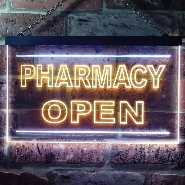 ADVPRO Pharmacy Open Shop Illuminated Dual Color LED Neon Sign st6-i0614 - White & Yellow